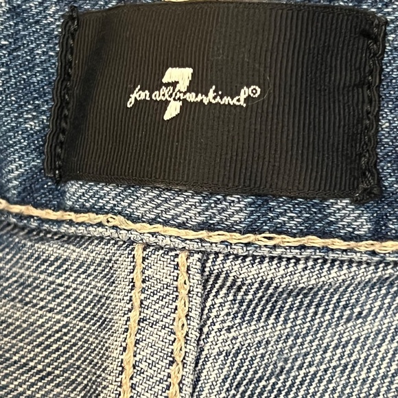 7 For All Mankind Luxe Vintage Jennifer Studded High Rise Straight Jeans Sz 27 - Picture 6 of 10